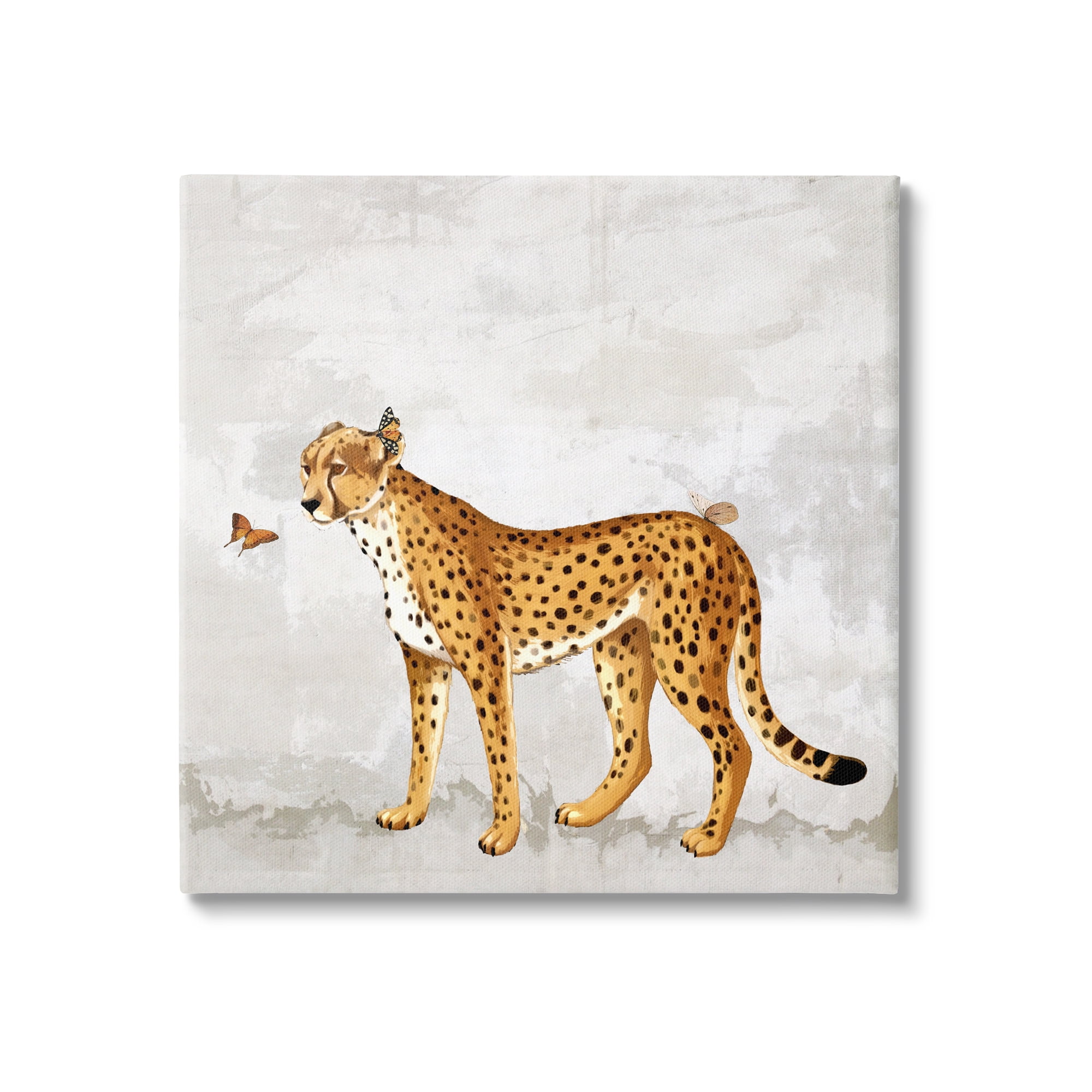 Stupell Beast & Butterfly Leopard Wildlife Animals & Insects Painting Gallery Wrapped Canvas Print Wall Art