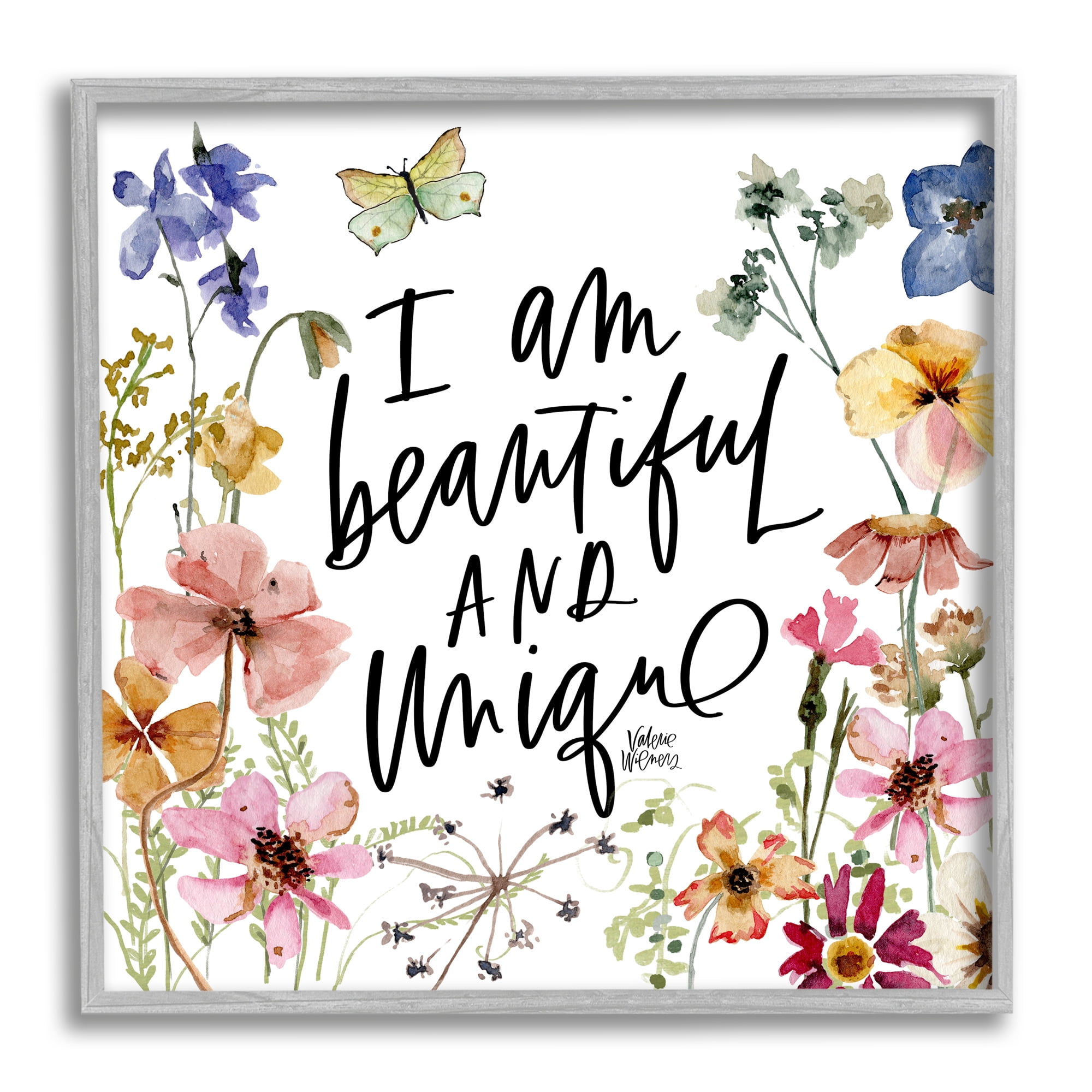 Stupell Beautiful & Unique Uplifting Nature Botanical & Floral Painting Gray Framed Art Print Wall Art