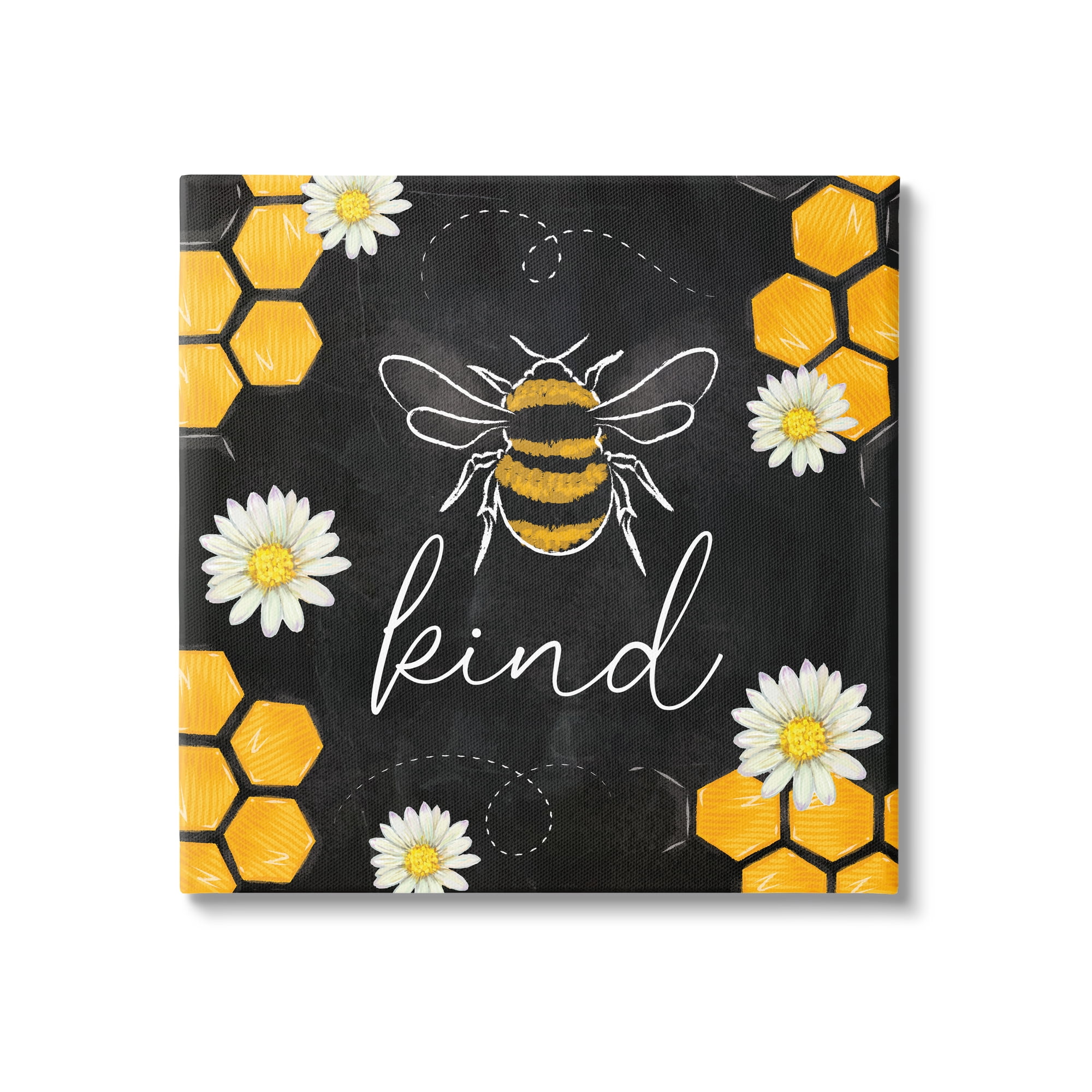 Stupell Bee Kind Honeycomb Pattern Animals & Insects Painting Gallery Wrapped Canvas Print Wall Art