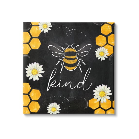 Stupell Bee Kind Honeycomb Pattern Animals & Insects Painting Gallery Wrapped Canvas Print Wall Art