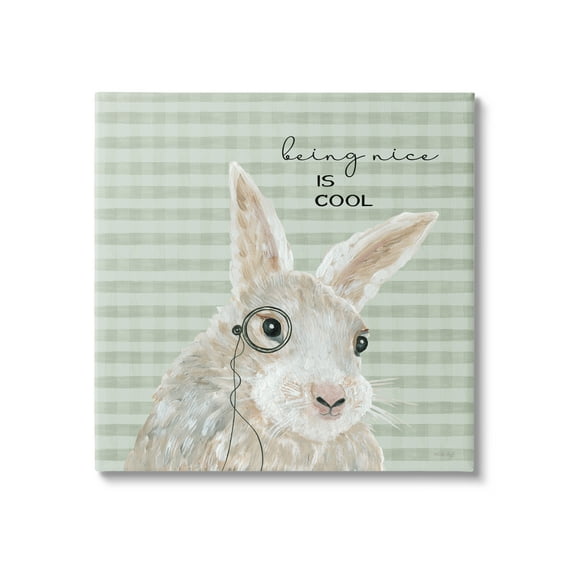 Stupell Being Nice Is Cool Gingham Bunny Animals & Insects Painting Gallery Wrapped Canvas Print Wall Art