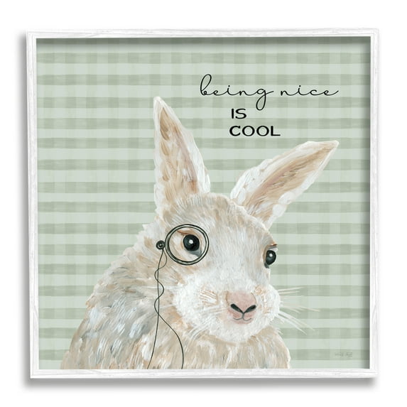 Stupell Being Nice Is Cool Gingham Bunny Animals & Insects Painting White Framed Art Print Wall Art