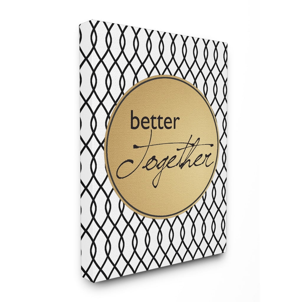 Better Together Gold Circle Black and White Canvas Art Print
