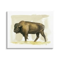 Stupell Bison Rural Animal Watercolor Animals & Insects Painting Gallery Wrapped Canvas Print Wall Art