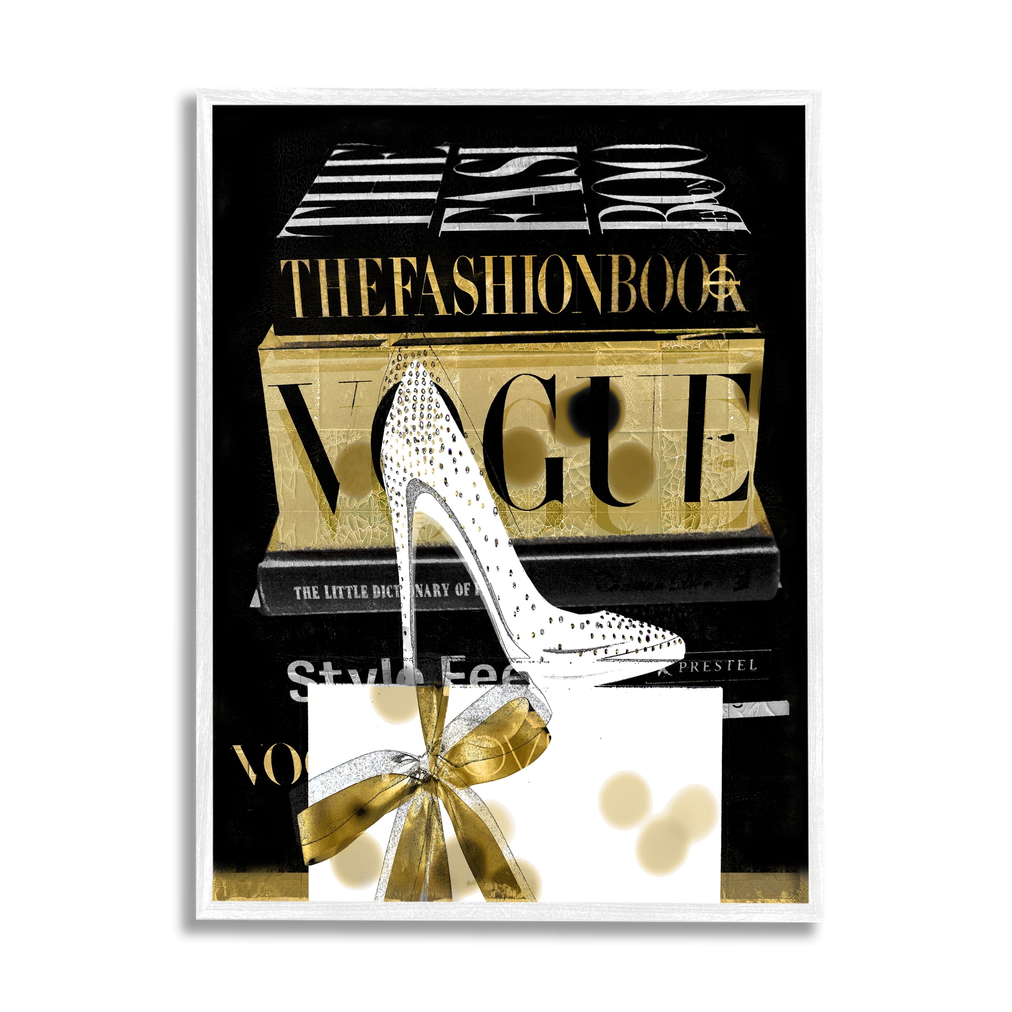 Stupell Black Glam Fashion Heels & Books Beauty & Fashion Painting White Framed Art Print Wall Art