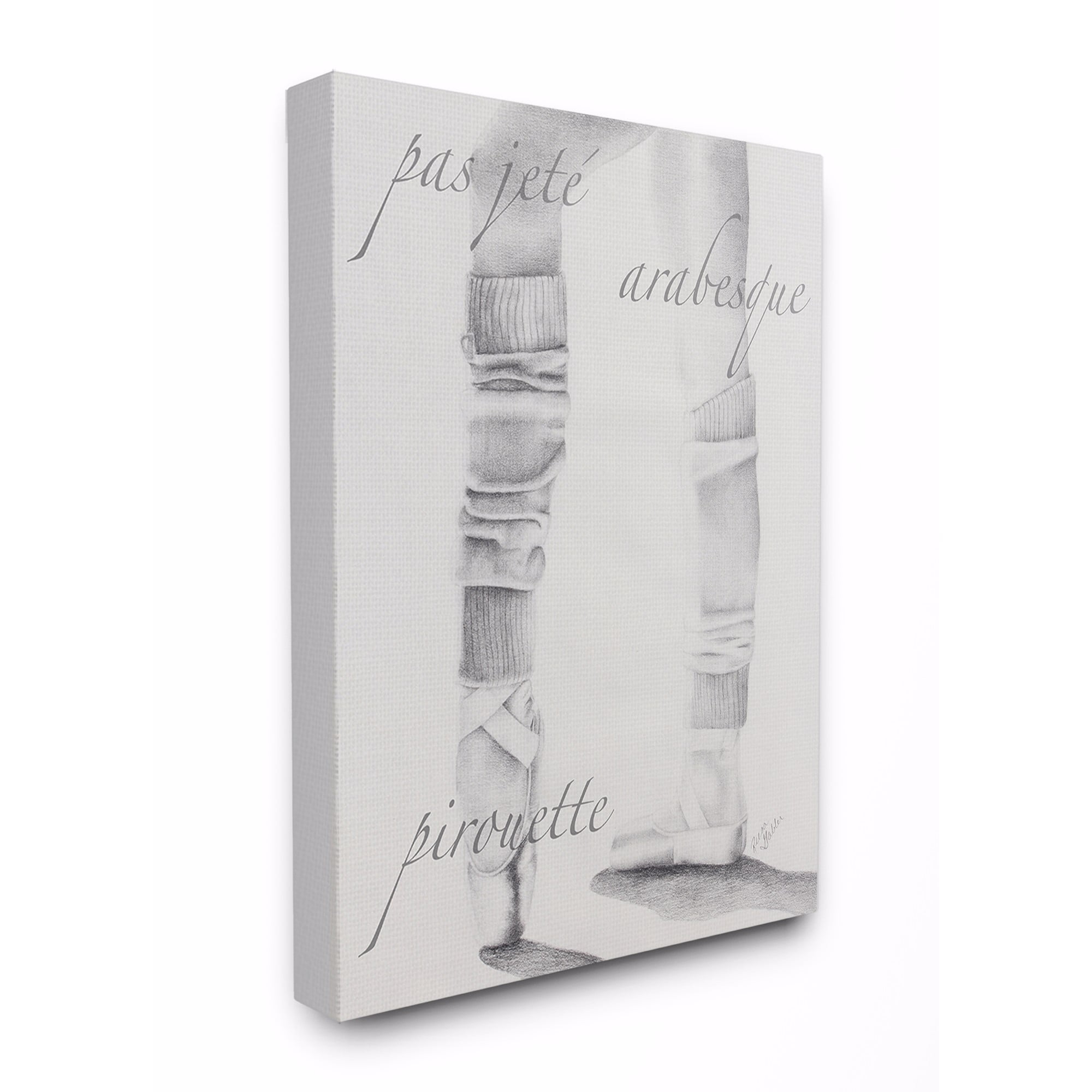 The Kids Room by Stupell Black and White Ballet Silouhette Typography XXL Stretched Canvas Wall Art, 30 x 1.5 x 40