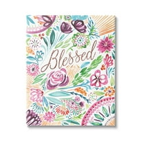 Stupell Blessed Whimsical Flower Shapes Botanical & Floral Painting Gallery Wrapped Canvas Print Wall Art