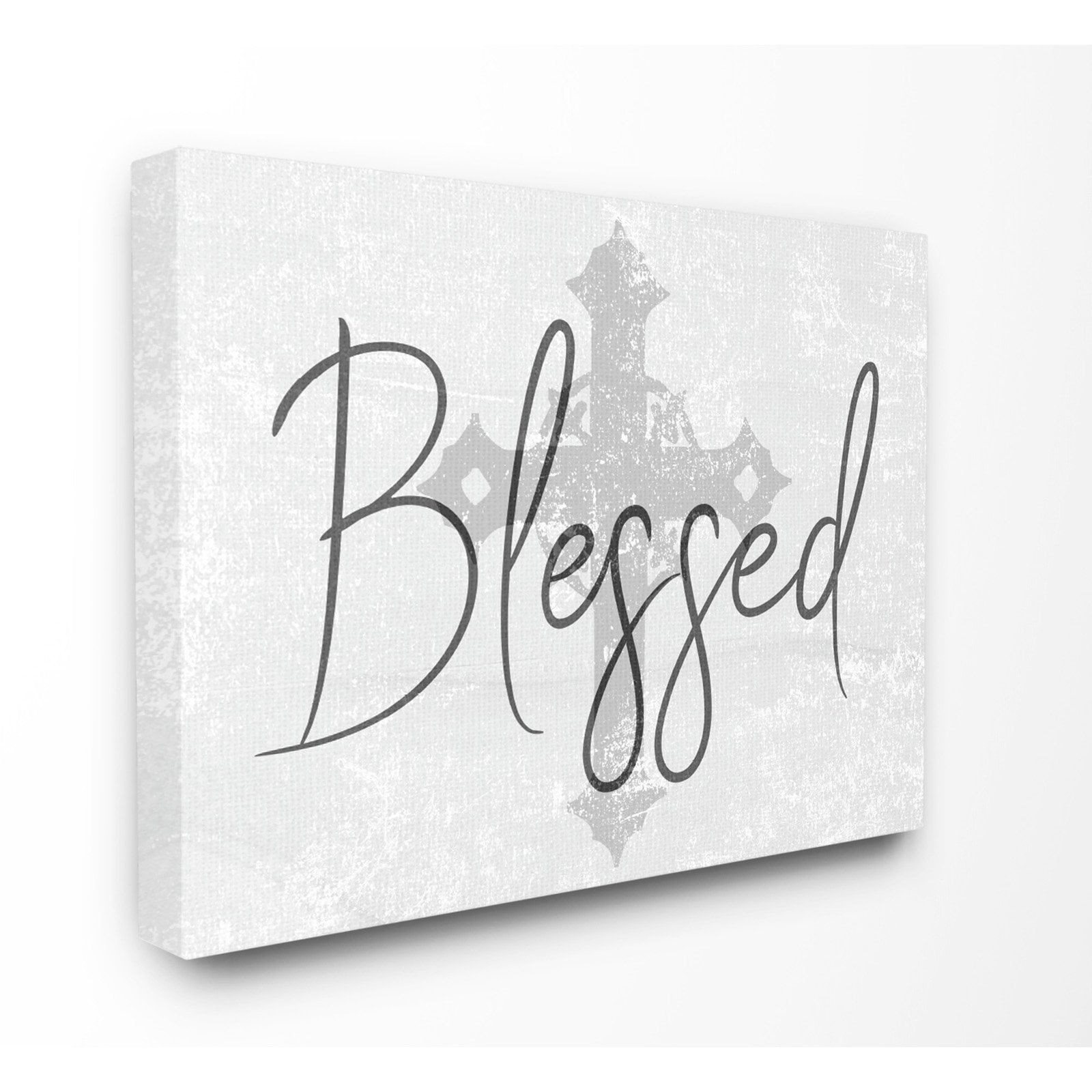 Stupell Blessed with Holy Cross Wood Texture Canvas Art, 30 x 40
