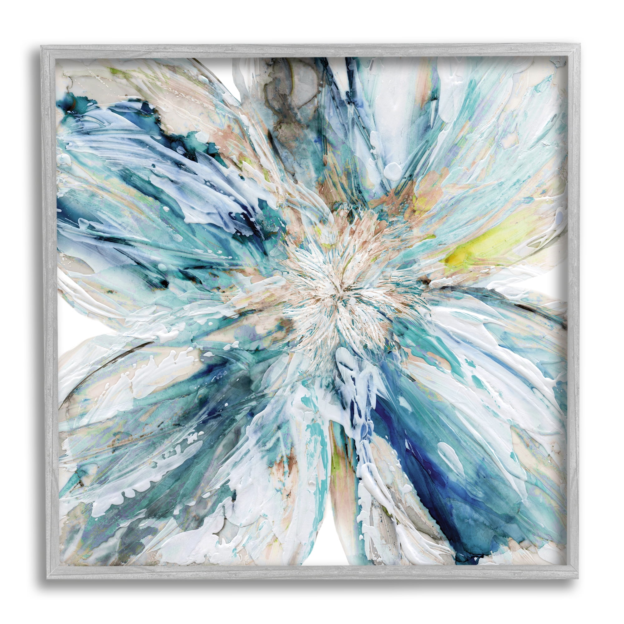Stupell Blossom Burst Abstract Flower Abstract Painting Gray Framed Art Print Wall Art