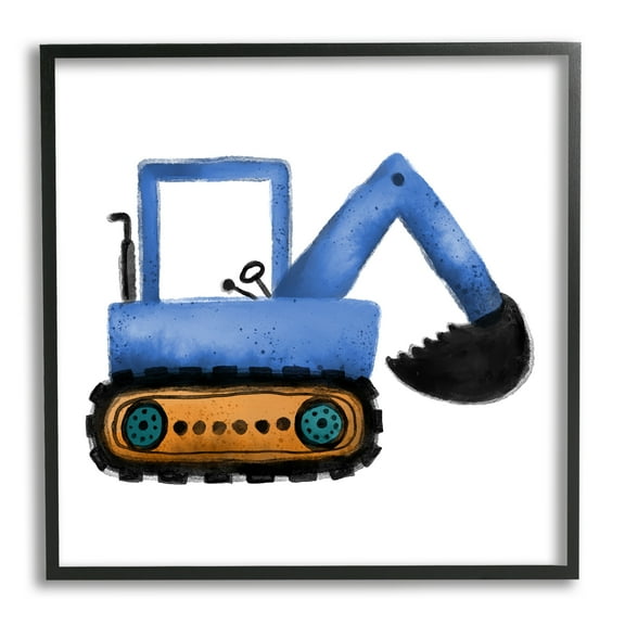 Stupell Blue Construction Excavator Vehicle Transportation Painting Black Framed Art Print Wall Art