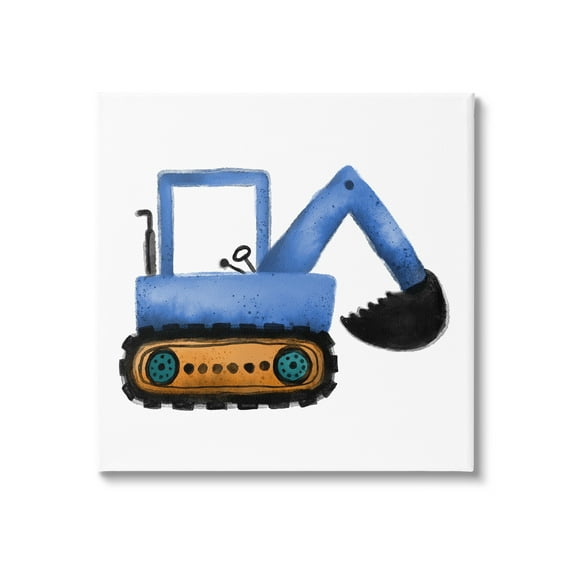 Stupell Blue Construction Excavator Vehicle Transportation Painting Gallery Wrapped Canvas Print Wall Art