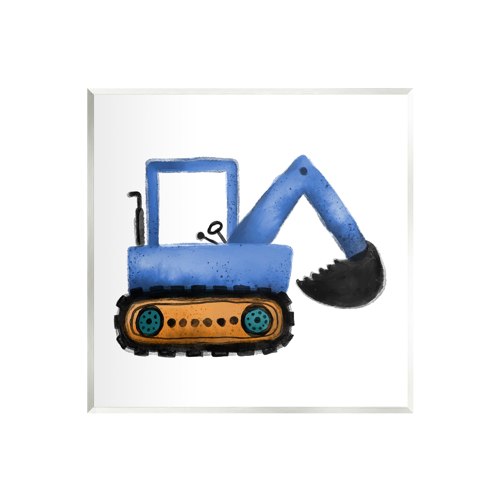 Stupell Blue Construction Excavator Vehicle Transportation Painting Wall Plaque Unframed Art Print Wall Art