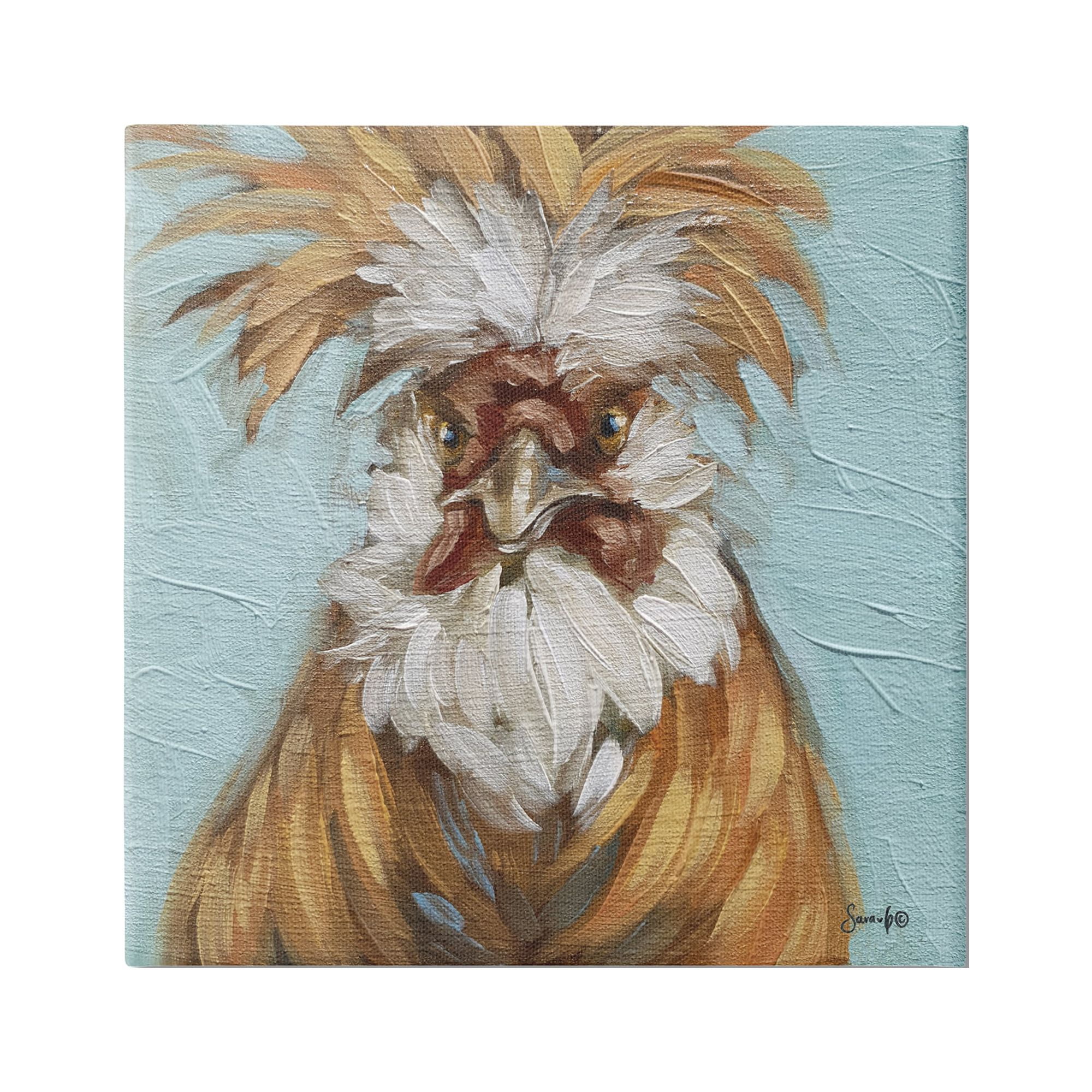 Stupell Blue Country Rooster Portrait Animals & Insects Painting Gallery Wrapped Canvas Print Wall Art