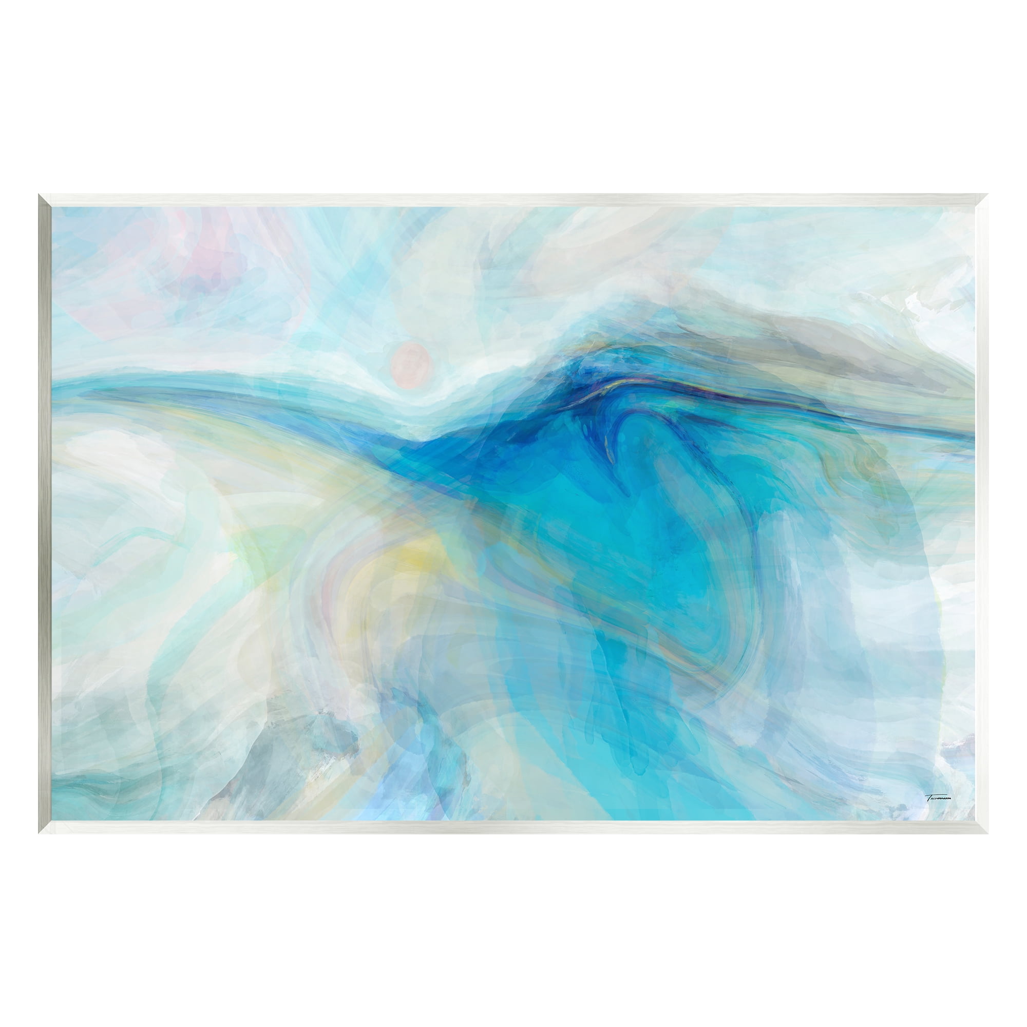 Stupell Blue Fluid Pastel Abstract Swirl Abstract Painting Wall Plaque Unframed Art Print Wall Art