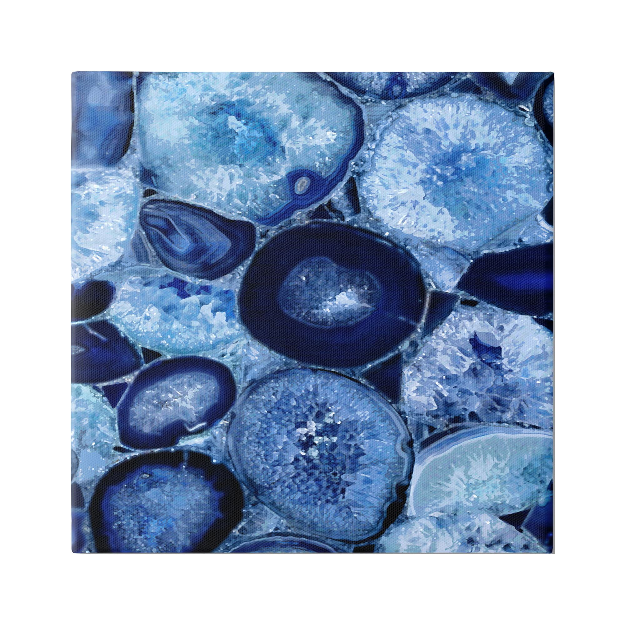 Blue Geode Crystals Arrangement Abstract Canvas Art, 36" x 36"