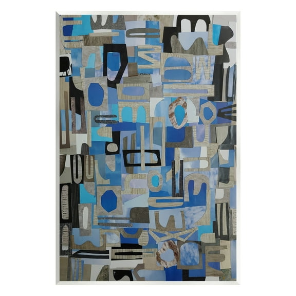 Stupell Blue Geometric Shapes Collage Abstract Painting Wall Plaque Unframed Art Print Wall Art