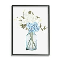 Stupell Blue Hydrangea Bunches Vase Botanical & Floral Painting Black Framed Art Print Wall Art