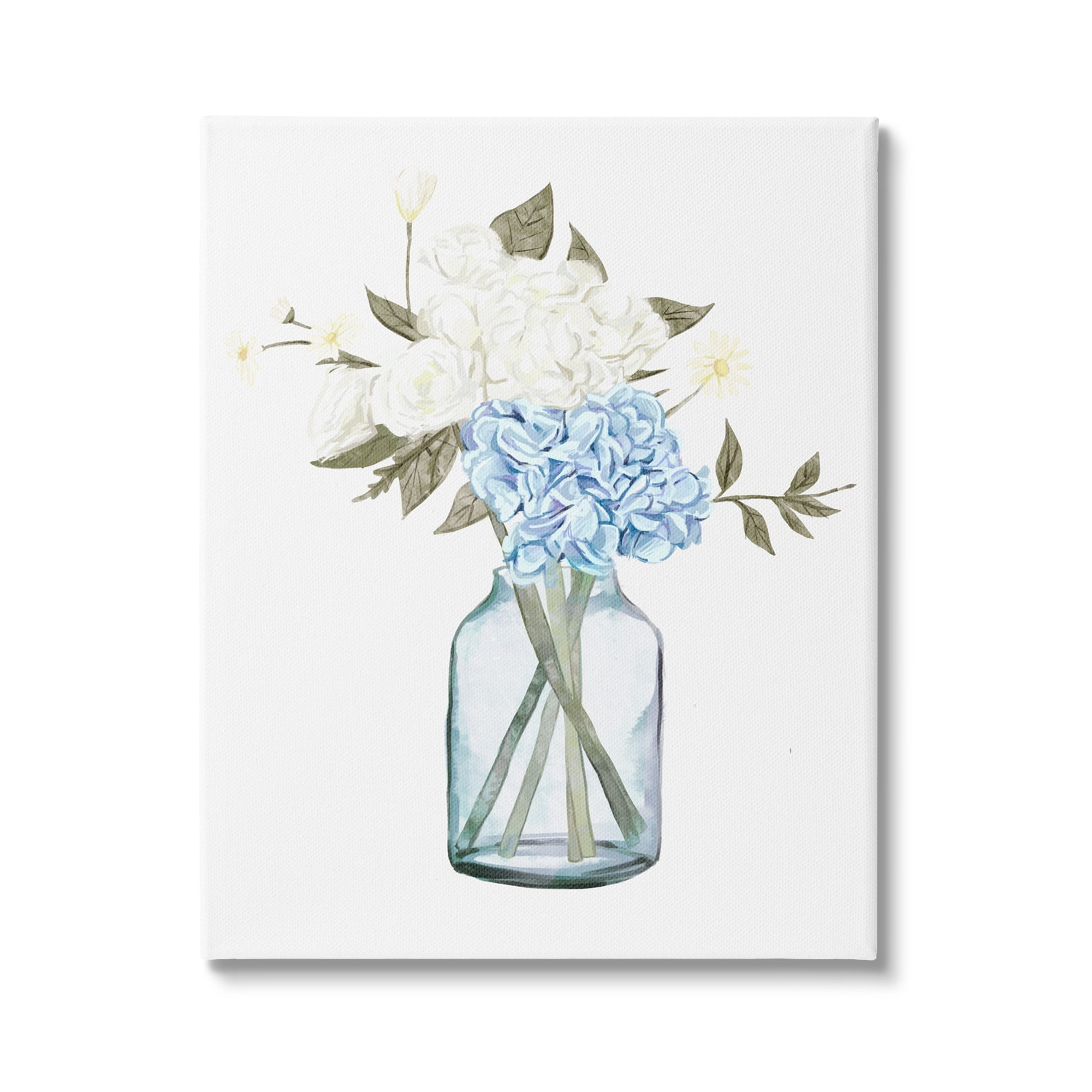 Stupell Blue Hydrangea Bunches Vase Botanical & Floral Painting Gallery Wrapped Canvas Print Wall Art