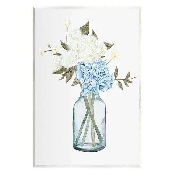 Stupell Blue Hydrangea Bunches Vase Botanical & Floral Painting Wall Plaque Unframed Art Print Wall Art