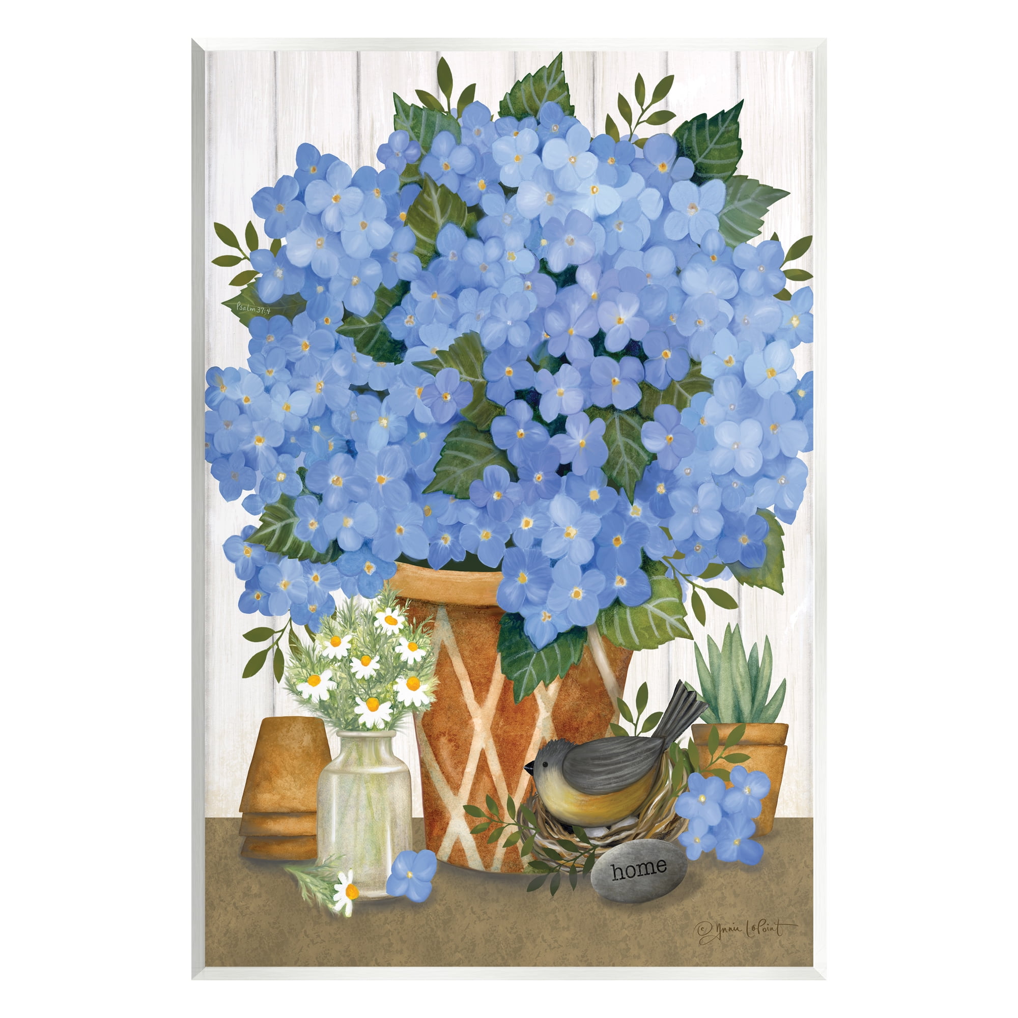 Stupell Blue Hydrangeas Country Arrangement Botanical & Floral Painting Wall Plaque Unframed Art Print Wall Art