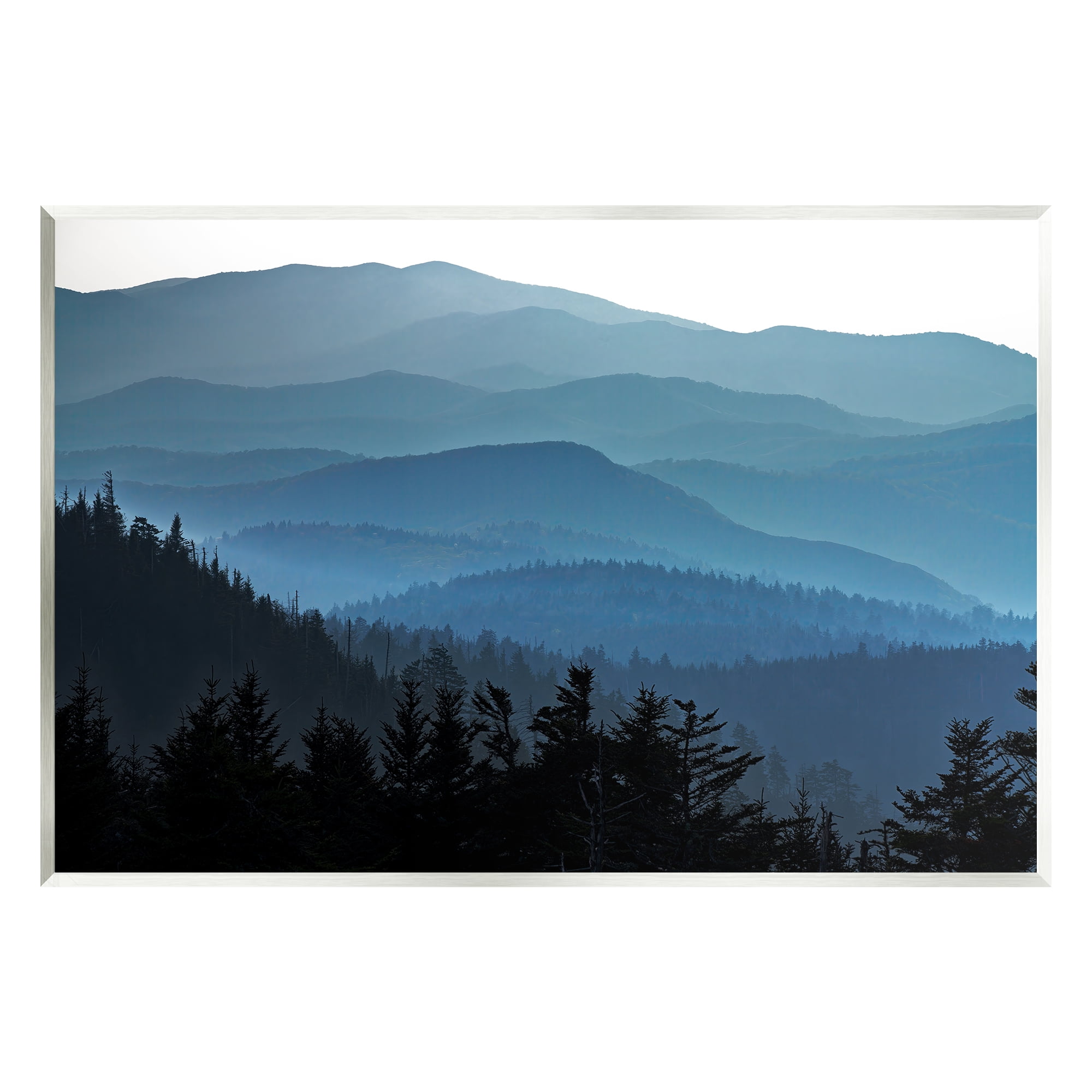 Stupell Blue Layered Mountain Peaks Landscape Photography Wall Plaque Unframed Art Print Wall Art