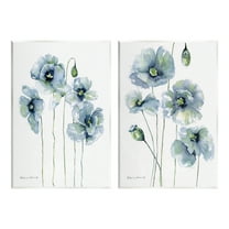 Stupell Blue Poppies Blooming Garden Flowers Botanical & Floral Painting Wall Plaque Unframed Art Print Wall Art, Set of 2