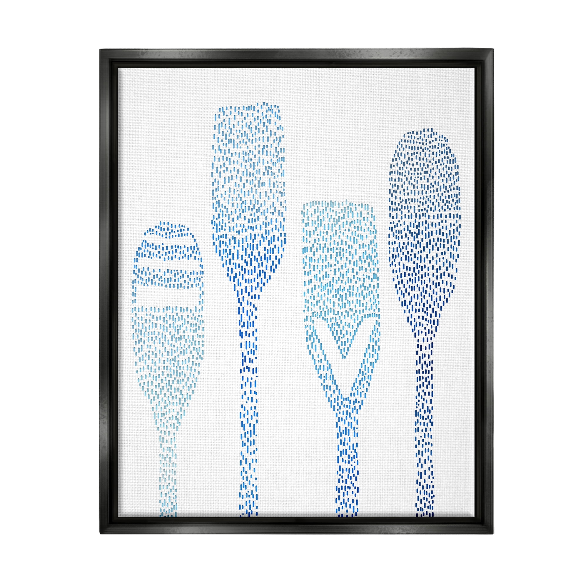 Stupell Boat Oars Abstract Stipple Pattern Landscape Painting Black Floater Framed Art Print Wall Art