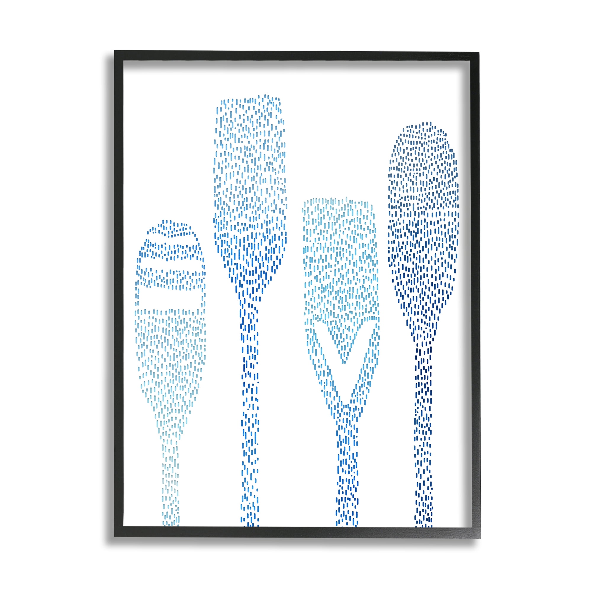 Stupell Boat Oars Abstract Stipple Pattern Landscape Painting Black Framed Art Print Wall Art