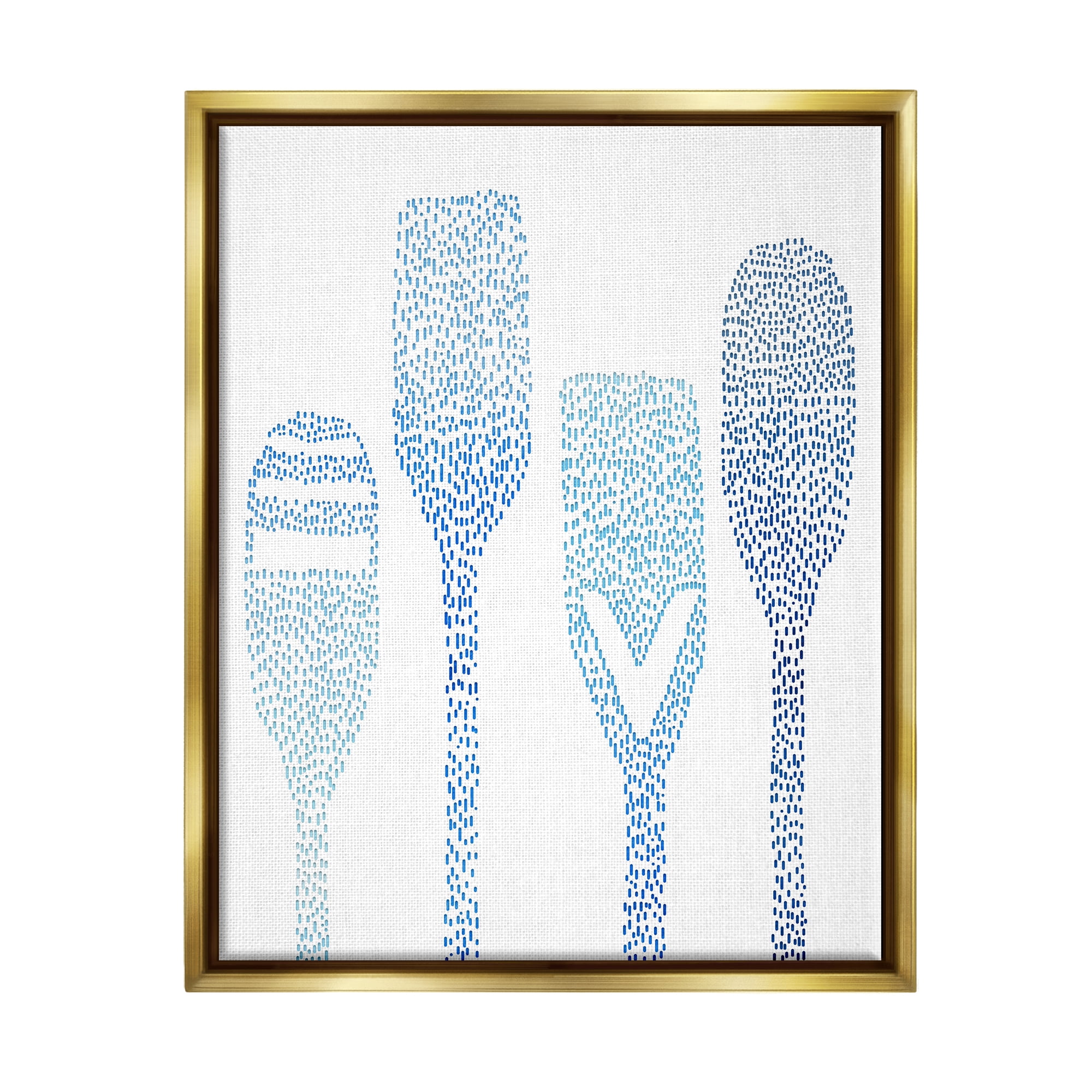 Stupell Boat Oars Abstract Stipple Pattern Landscape Painting Gold Floater Framed Art Print Wall Art