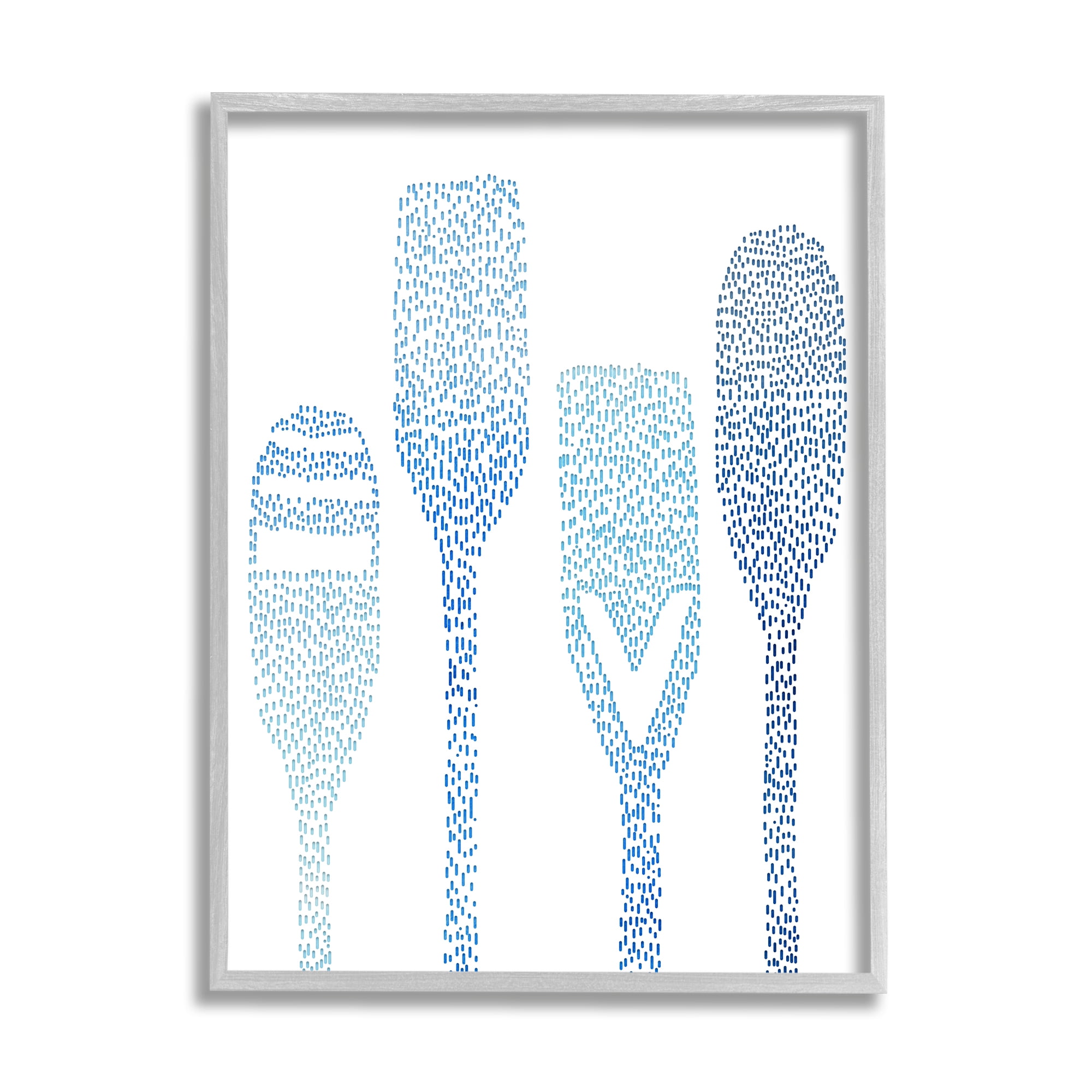Stupell Boat Oars Abstract Stipple Pattern Landscape Painting Gray Framed Art Print Wall Art
