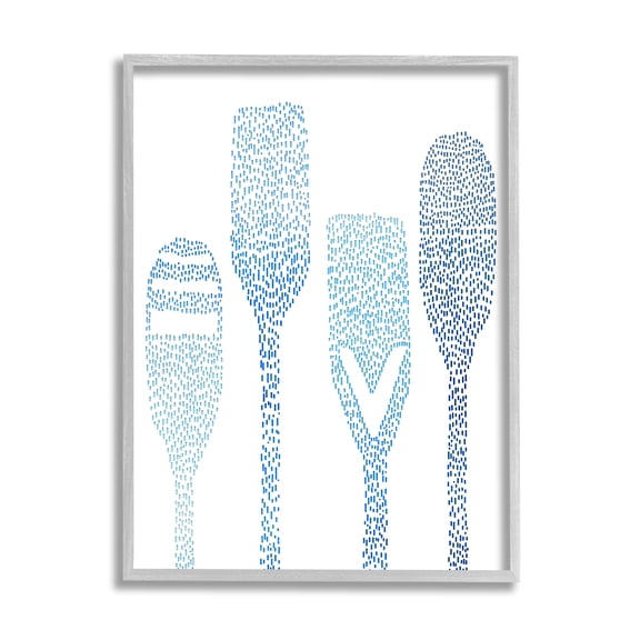 Stupell Boat Oars Abstract Stipple Pattern Landscape Painting Gray Framed Art Print Wall Art