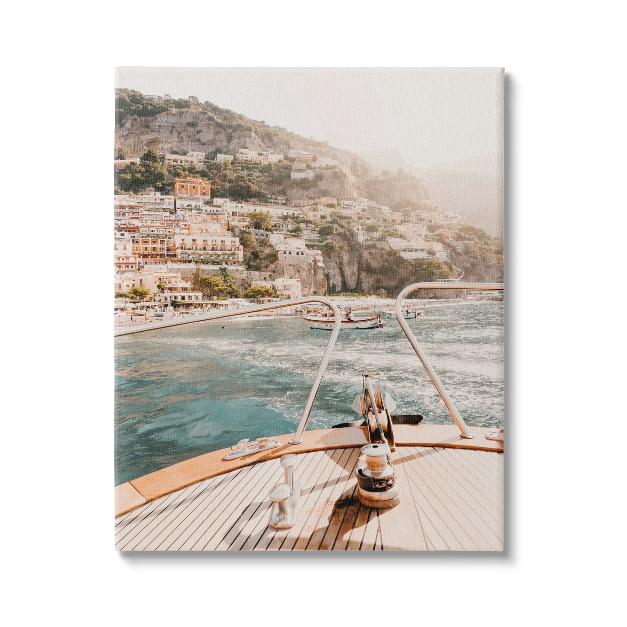 Stupell Boating Coastal Seaside Town Buildings Landscape Photography Gallery Wrapped Canvas Print Wall Art