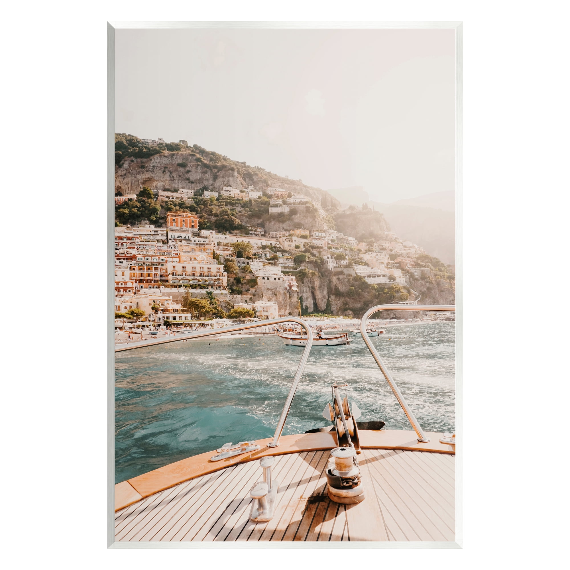Stupell Boating Coastal Seaside Town Buildings Landscape Photography Wall Plaque Unframed Art Print Wall Art