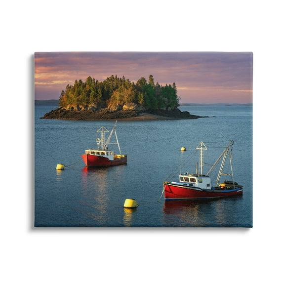 Stupell Boats Sailing Ocean Island Landscape Photography Gallery Wrapped Canvas Print Wall Art