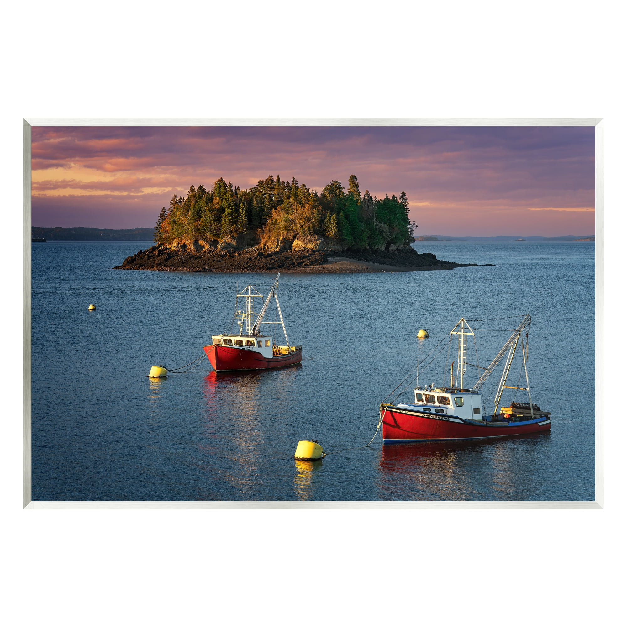 Stupell Boats Sailing Ocean Island Landscape Photography Wall Plaque Unframed Art Print Wall Art