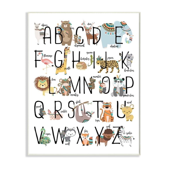 Stupell  'Boho Animal ABCs' Plaque Wall Art - Multi-Color 10 x 15