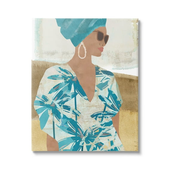 Stupell Boho Girl Portrait Collage Botanical & Floral Painting Gallery Wrapped Canvas Print Wall Art