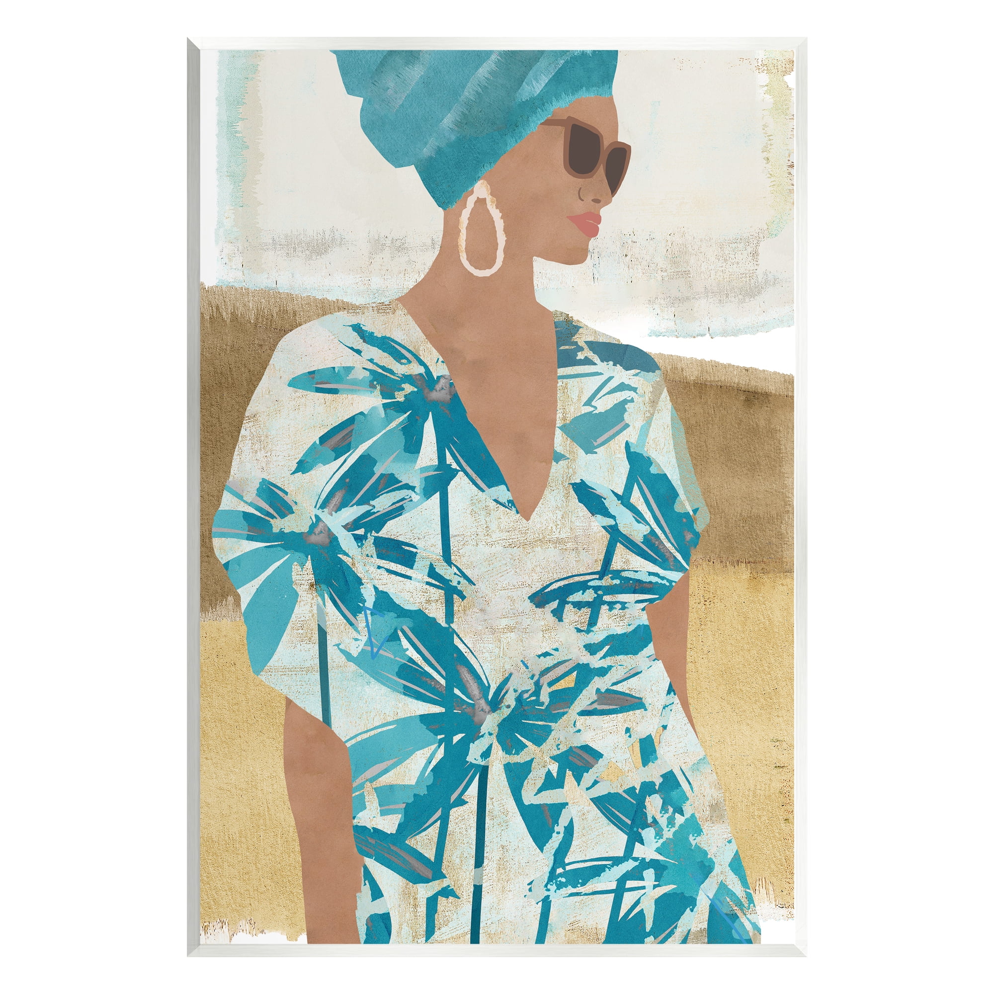 Stupell Boho Girl Portrait Collage Botanical & Floral Painting Wall Plaque Unframed Art Print Wall Art