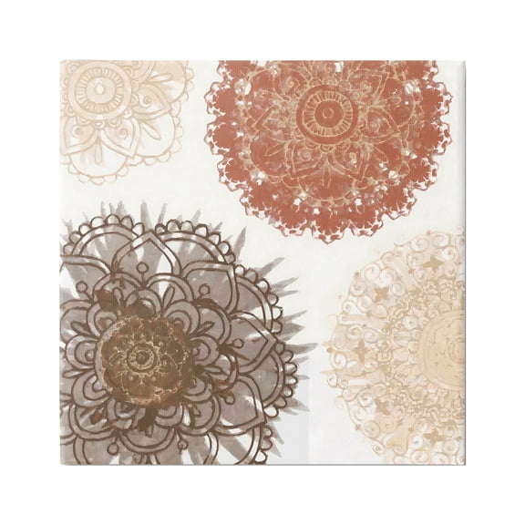 Stupell Boho Mandala Earthy Florals Abstract Painting Gallery Wrapped Canvas Print Wall Art