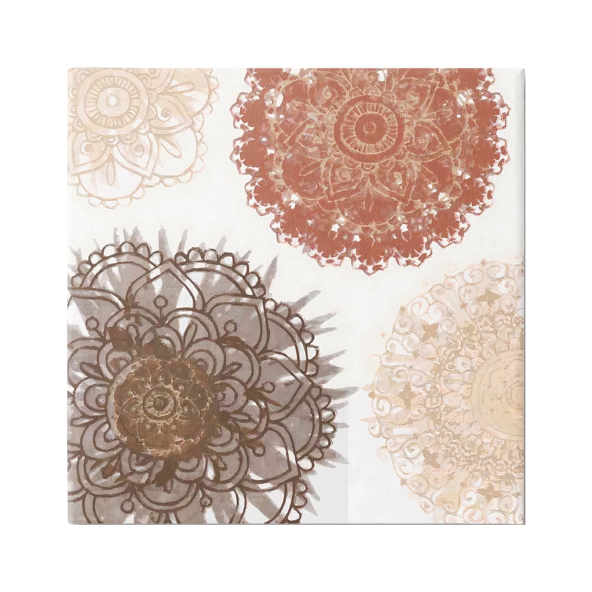 Stupell Boho Mandala Earthy Florals Abstract Painting Gallery Wrapped Canvas Print Wall Art