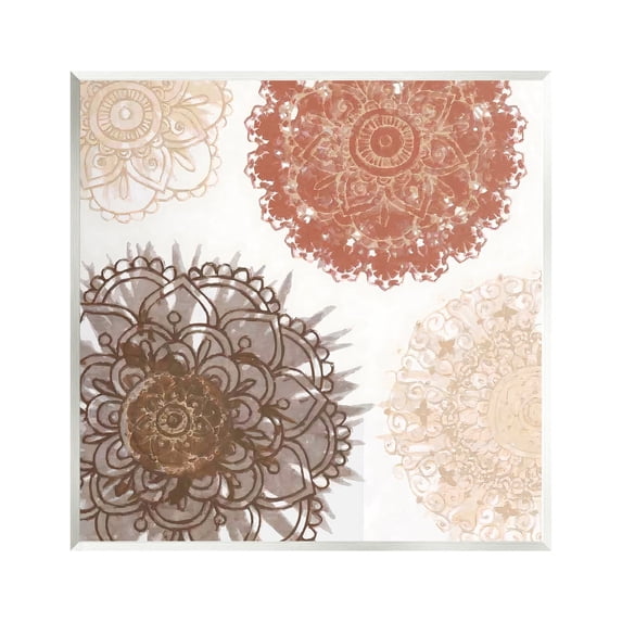 Stupell Boho Mandala Earthy Florals Abstract Painting Wall Plaque Unframed Art Print Wall Art