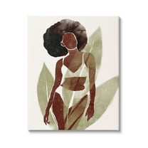 Stupell Boho Woman Botanical Palms Botanical & Floral Painting Gallery Wrapped Canvas Print Wall Art