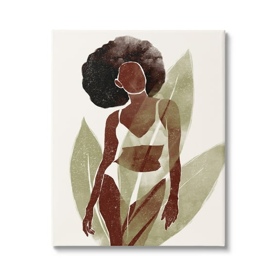 Stupell Boho Woman Botanical Palms Botanical & Floral Painting Gallery Wrapped Canvas Print Wall Art