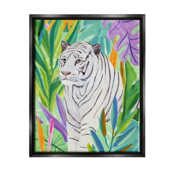 Stupell Bold Botanical Tiger Leaves Animals & Insects Painting Black Floater Framed Art Print Wall Art