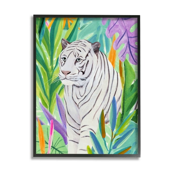 Stupell Bold Botanical Tiger Leaves Animals & Insects Painting Black Framed Art Print Wall Art