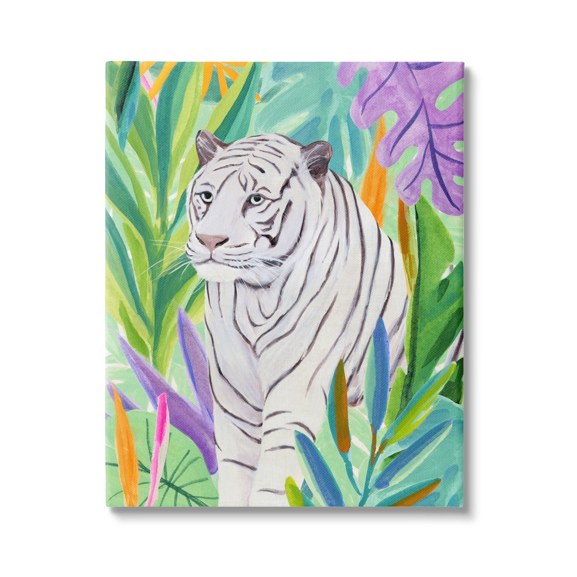Stupell Bold Botanical Tiger Leaves Animals & Insects Painting Gallery Wrapped Canvas Print Wall Art