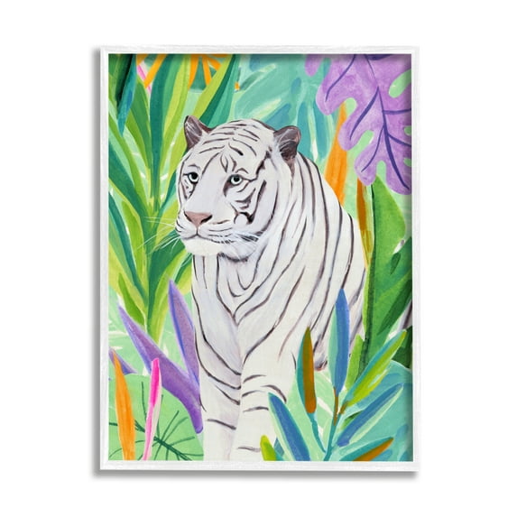 Stupell Bold Botanical Tiger Leaves Animals & Insects Painting White Framed Art Print Wall Art