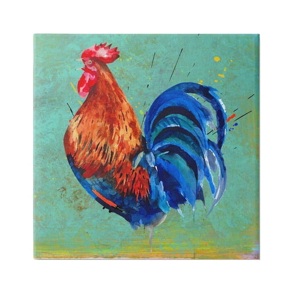 Stupell Bold Farmhouse Country Rooster Animals & Insects Painting Gallery Wrapped Canvas Print Wall Art