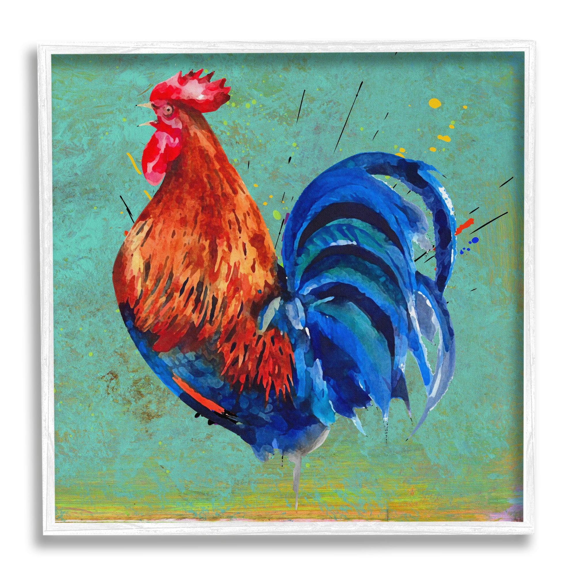 Stupell Bold Farmhouse Country Rooster Animals & Insects Painting White Framed Art Print Wall Art