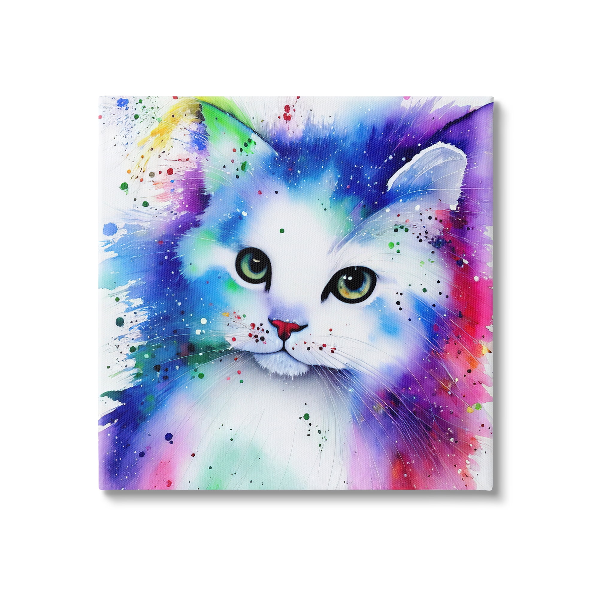 Stupell Bold Kitten Paint Splatter Animal Animals & Insects Painting Gallery Wrapped Canvas Print Wall Art